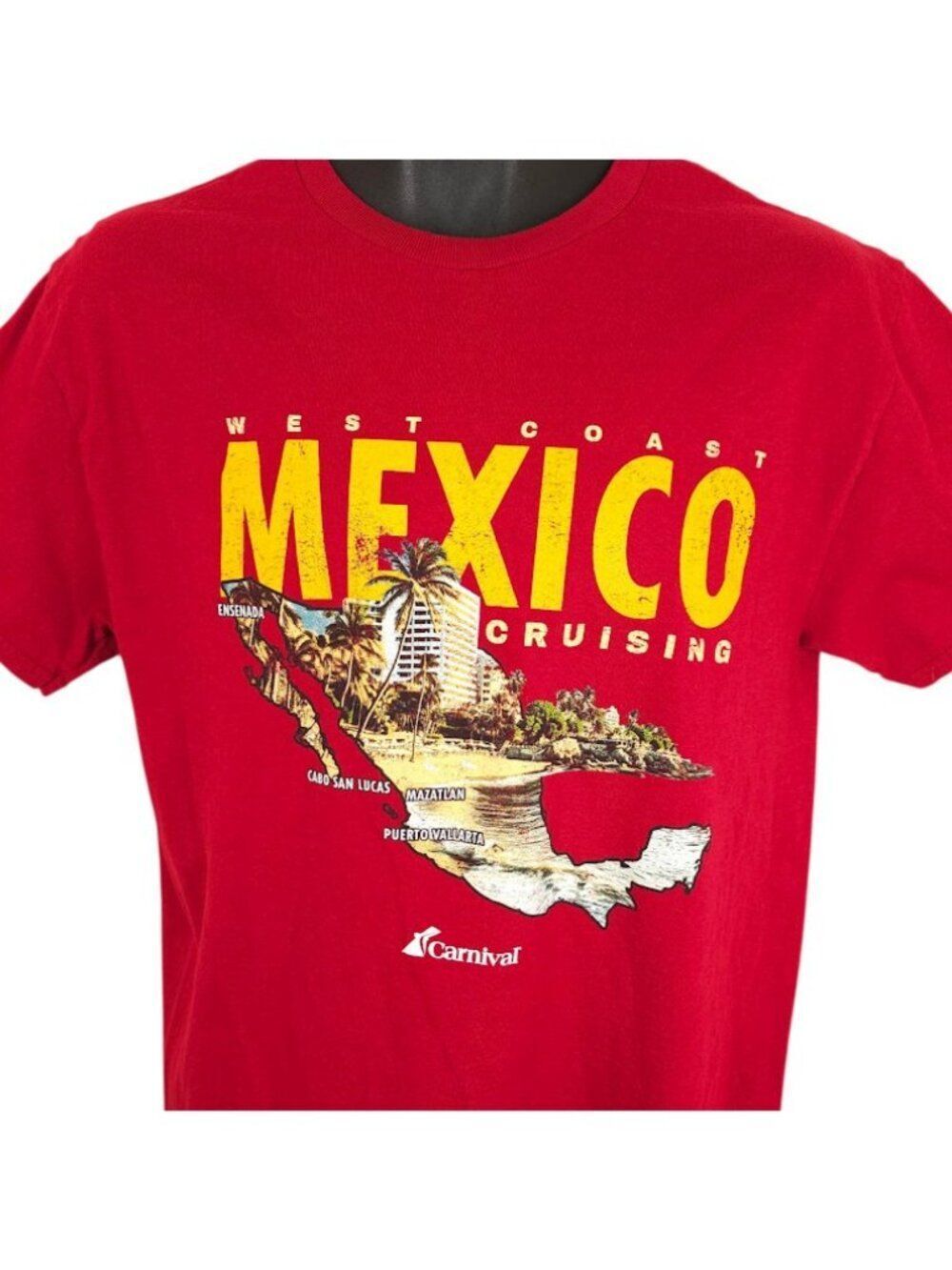 Mexico Cruising T Shirt Mens Size Medium Red Carnival Cruises Travel Tee